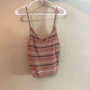 Pink striped crop top tank